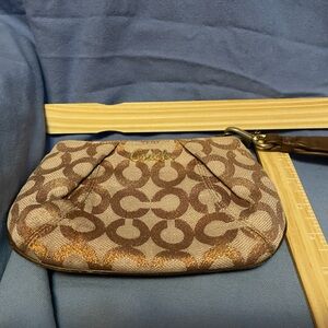 Coach Brown and Tan Patterned Clutch
